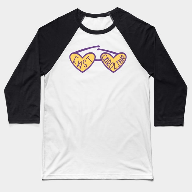 East Carolina University Heart Sunglasses Baseball T-Shirt by trippyzipp
